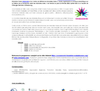 Copie du programme du colloque scientifique à l'occasion de la 15ème journée Internationale des maladies rares